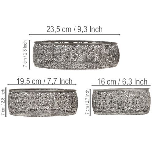 Artikel Dekoschale Metall Grau Weiß Muster Ø16/19,5/23,5cm 3er-Set