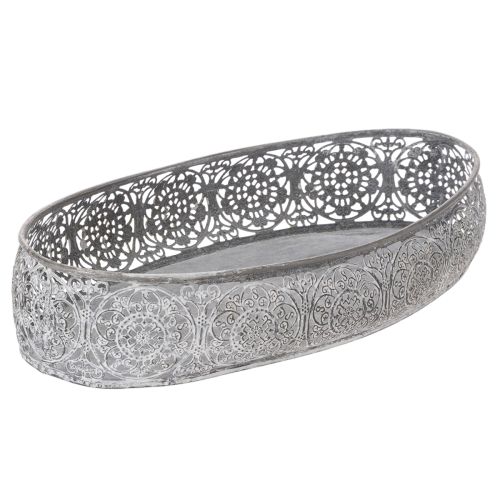 Dekoschale Metall Muster Grau Oval L36cm/33,5cm 2er-Set | Floristik24.de