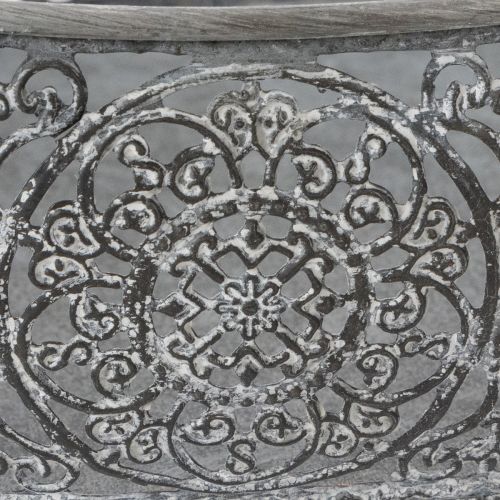Dekoschale Metall Oval Muster Grau 25,5/29/34,5cm 3er-Set | Floristik24.de