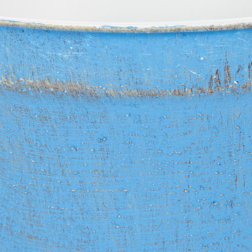 Dekoschale Übertopf Blau Metall Deko Shabby Ø21cm H10,5cm | Floristik24.de