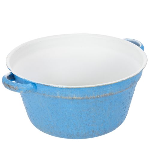 Dekoschale Übertopf Blau Metall Deko Shabby Ø21cm H10,5cm | Floristik24.de