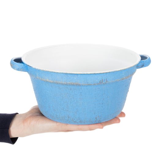 Artikel Dekoschale Übertopf Blau Metall Deko Shabby Ø21cm H10,5cm