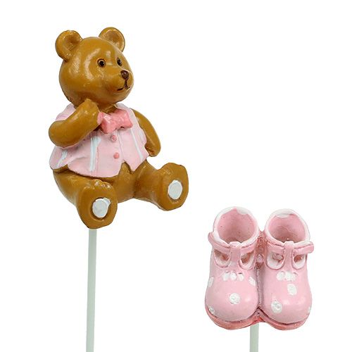 Floristik24 Dekostecker Bär, Schuh Rosa 1,5-4cm 16St