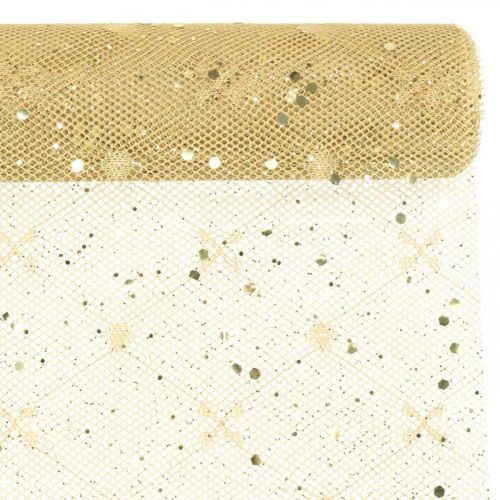 Floristik24 Tischband Dekostoff Gelb Gold x 2 Sortiert 35x200cm