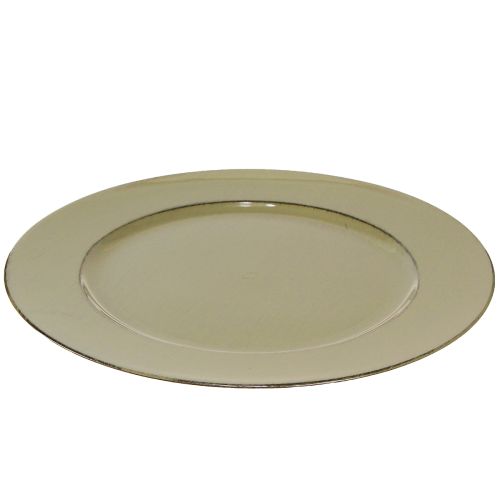 Artikel Dekoteller Grün Plastikteller Vintage Moosgrün Braun Ø33cm