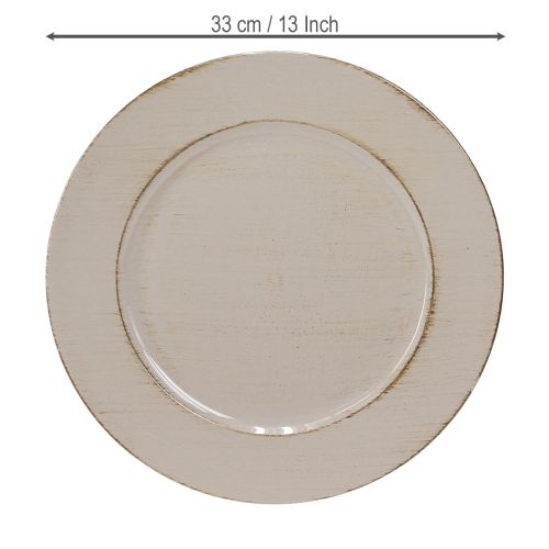 Dekoteller Kunststoff Deko Plastikteller Grau Braun Ø33cm | Floristik24.de