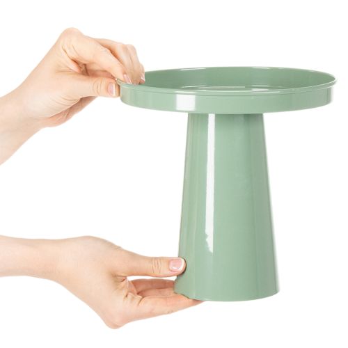 Dekoteller Metall grün runder Fuß Tablett für Blumenarrangements 20cm | Floristik24.de