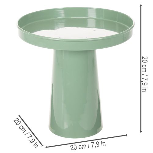 Dekoteller Metall grün runder Fuß Tablett für Blumenarrangements 20cm | Floristik24.de