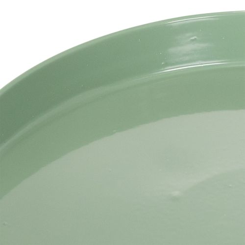 Dekoteller Metall grün runder Fuß Tablett für Blumenarrangements 20cm | Floristik24.de