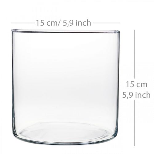 Floristik24 Dekovase Glaszylinder Klar Ø15cm H15cm