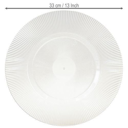Floristik24 Dekoteller mit Rillen Plastikteller Kunststoffteller klar Ø33cm