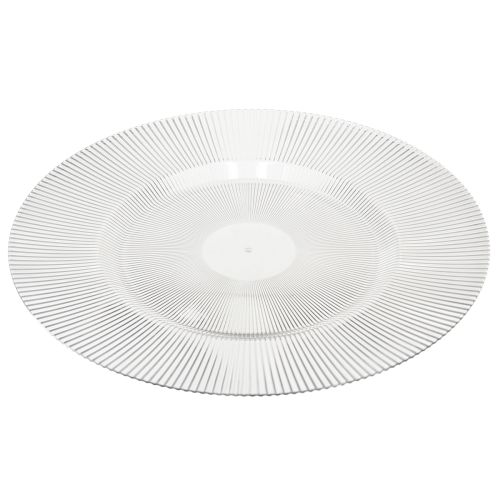 Dekoteller mit Rillen Plastikteller Kunststoffteller klar Ø33cm | Floristik24.de