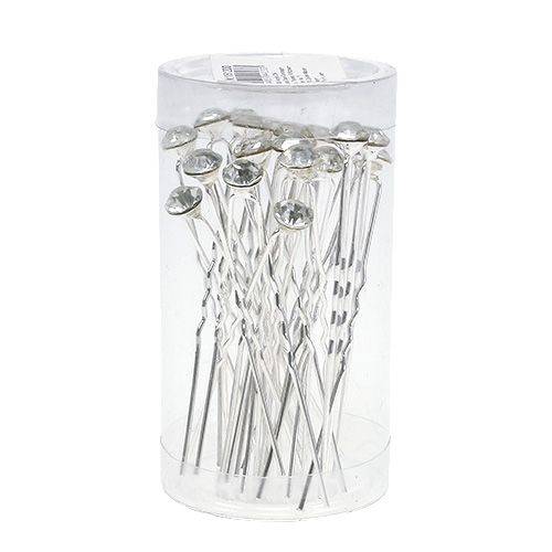 Floristik24 Diamantnadel Hochzeit Silber Ø8mm L7cm 20 St