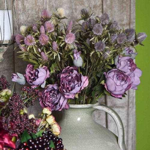 Floristik24 Distel Künstliche Stielblume Rosa 10 Blütenköpfe 68cm 3St