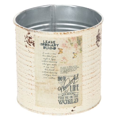 Floristik24 Dose Übertopf Creme Metall Shabby Chic Ø11cm H10,5cm