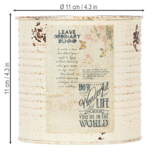 Artikel Dose Übertopf Creme Metall Shabby Chic Ø11cm H10,5cm