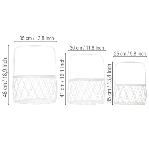 Artikel Drahtkorb mit Henkel Korb Weiß Metall Ø25/30/35cm 3er-Set