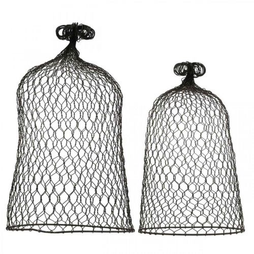 Floristik24 Dekoglocke aus Metall, Rankhilfe, Drahthaube Braun, Edelrost H50/41cm Ø30/25cm 2er-Set