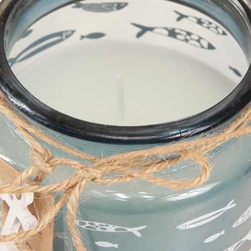 Floristik24 Duftkerzen im Glas Fische Kerzen maritim Blau Grün H11cm 3St