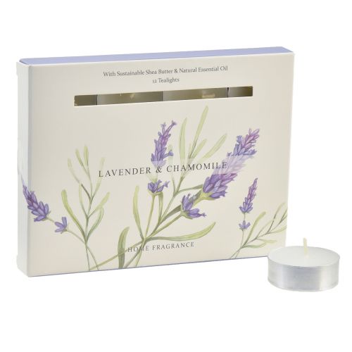 Floristik24 Duftkerzen Lavendel Kamille Teelichter Weiß Ø3,5cm 12St