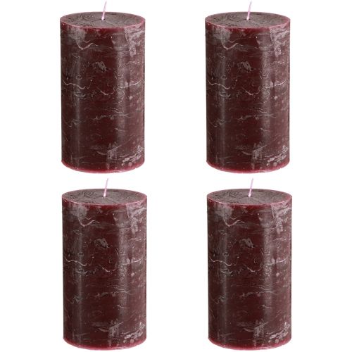 Artikel 4er Set Burgund Stumpenkerzen durchgefärbt 70x120mm - Dekorative Kerzen für Wohnambiente & Wellness