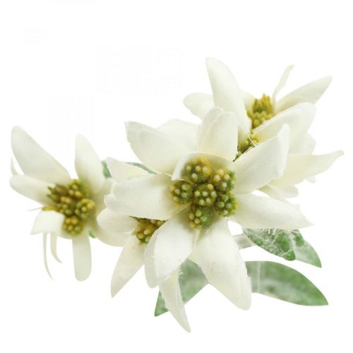Edelweiß Kunstblume Weiß beflockt 38cm