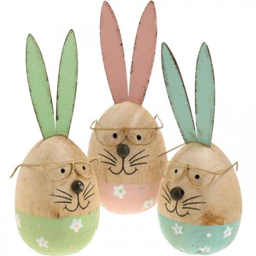 H13,5cm Ei Ø5cm Osterhase Holz mit Deko-Figur Floristik24.de 3St-02790 Brille