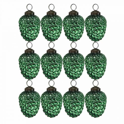 Floristik24 Eichel Glas Grün Herbstdeko Zapfen Christbaumschmuck 5,5×8cm 12St