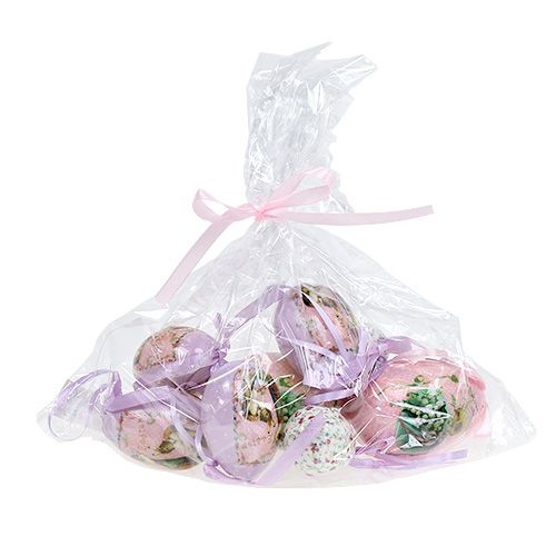 Floristik24 Eier mit Muster Lila-Rosa 5-8cm 8St