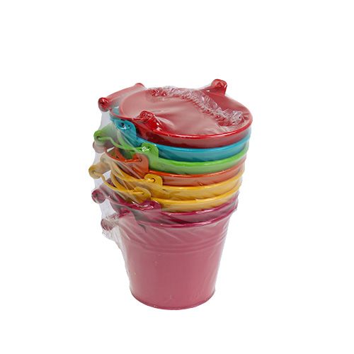 Floristik24 Eimer Ø12cm H10cm 8St verschiedene Farben