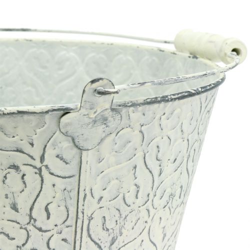 Zinkeimer mit Dekor Crème gewaschen Ø22cm H17cm | Floristik24.de