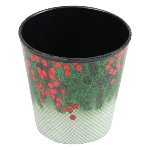 Floristik24 Blumentopf Weihnachten Übertopf Eimer Ilex Ø15,5cm H13cm