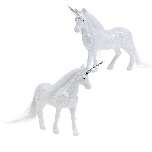 2 x Einhorn Weiß Unicorn Silber Christbaumkugel Weihnachten Figuren Einhörner 