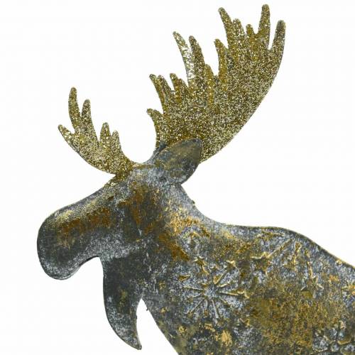 Floristik24 Weihnachtsfigur Elch Golden Antik-Optik Metall 21×14,5cm