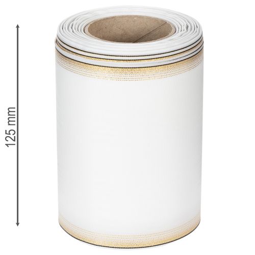 Elegantes Kranzband Moiré 125mm Weiß mit Goldrand - Hochwertiges Dekoband für Floristik und Festlichkeiten | Floristik24.de