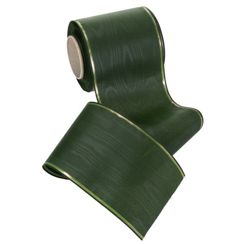 Elegantes Kranzband Moiré Grünes Band mit Goldrand 100mm x 25m für Trauerfloristik und Dekoration | Floristik24.de