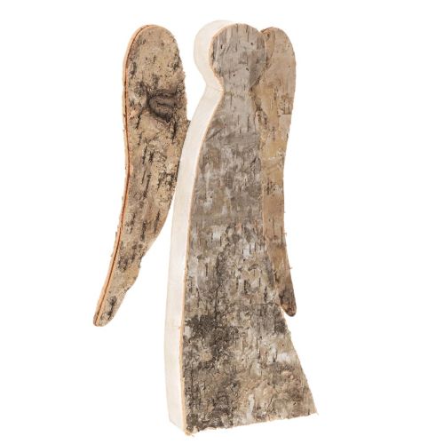 Engelfigur aus Holz mit Rinde aus Birke 30cm