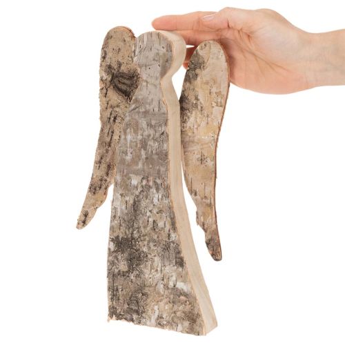 Engelfigur aus Holz mit Rinde aus Birke 30cm | Floristik24.de