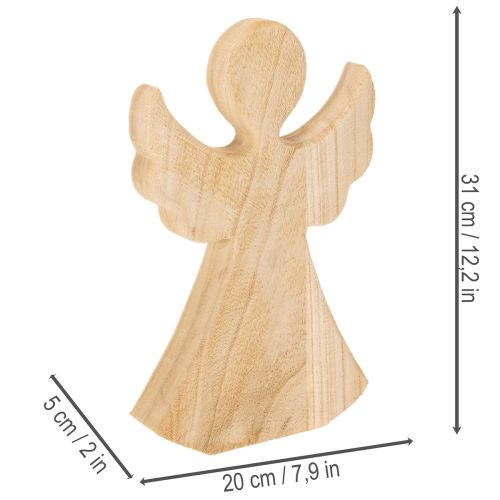 Holzengel Dekofigur aus hellem Naturholz Weihnachtsdeko 30cm | Floristik24.de