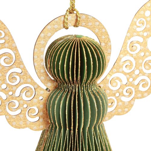 Floristik24 Engel Wabenpapier Deko Weihnachten Grün Gold 12cm 4 St