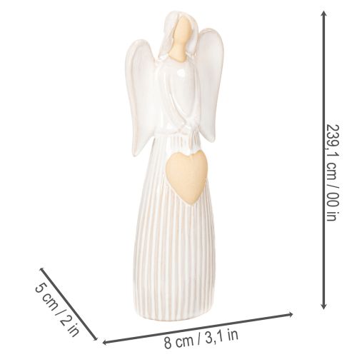 Engel Figur mit Herz Dekoration in Cremeweiß 23cm | Floristik24.de