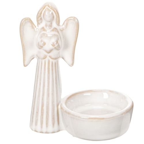 Engel Schale Dekoration mit kleiner Figur und rundem Teelichthalter 10cm 3St