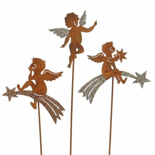 Dekostecker Engel Edelrost Glitter Metall H24–25cm 12St