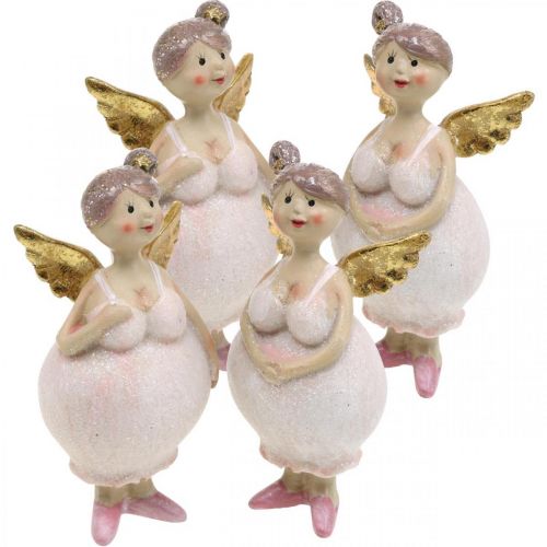 Floristik24 Tischdeko Engel Rosa Deko Figur Weihnachten 4,5×3,5×9,5cm 4St