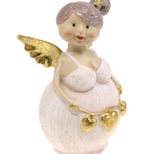 Floristik24 Rosa Engel mit Herz Deko Figur Weihnachten 9×8×19,5cm 2St