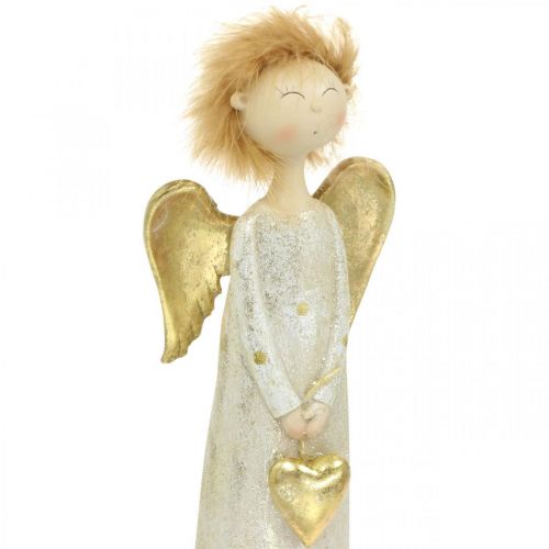 Floristik24 Deko Figur Engel mit Herz Gold Weihnachtsengel 11,5×7,5×37cm
