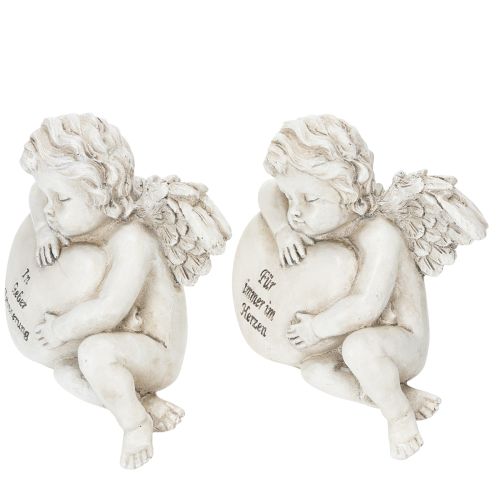 Engel Figur Herz Grabdeko mit Inschrift Dekoration für Trauer 13cm 2St | Floristik24.de