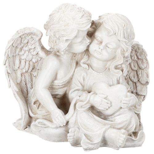 Engel Dekoration Kinderengel Paar mit Herz Skulptur 24cm