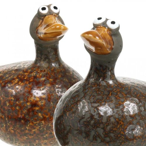Floristik24 Deko Enten Keramik Figur Frühlingsdeko 12,5cm Braun 2St