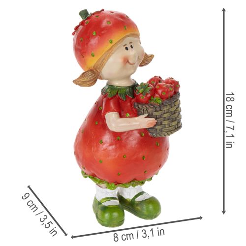 Artikel Erdbeermädchen Dekorationsfigur für Sommerdeko Niedliche Statue Wohnzimmer und Balkon 18cm